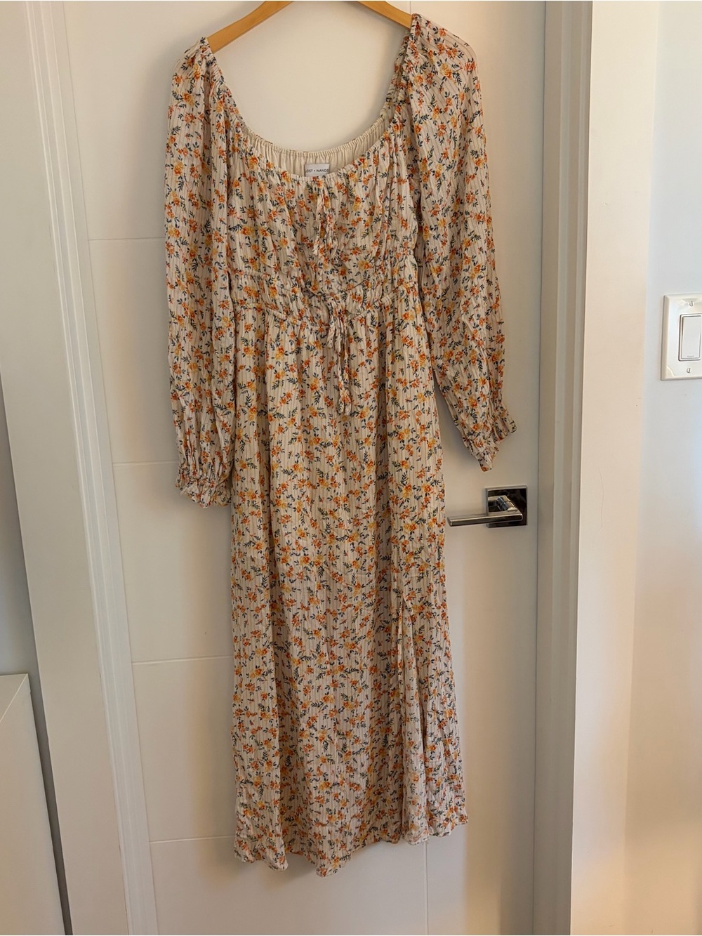 Lost + Wander Cream Maxi Dress with Orange Floral Print